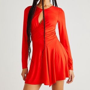 Free People Vance Mini Dress Red Lipstick Size Medium